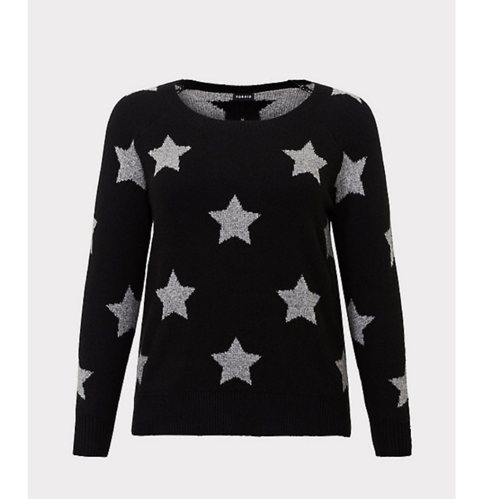 BLACK METALLIC STAR PULLOVER SWEATER